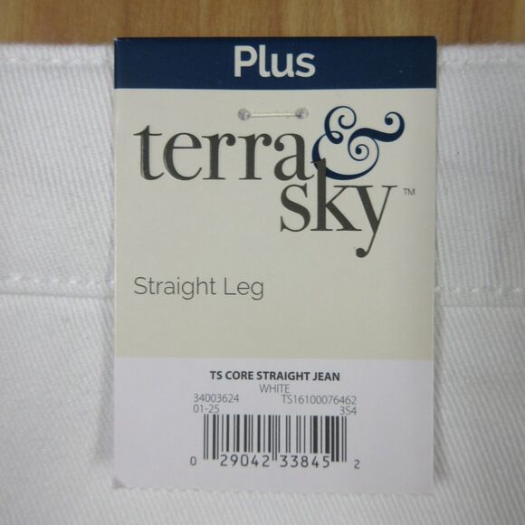TERRA & SKY High Rise Straight Leg Jeans Plus Sz 26W Vivid White Core Denim NWT - Picture 5 of 12